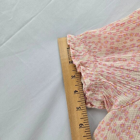 Zara Pink Ditsy Floral Smocked V-Neck Mini Dress Size Large - Picture 14 of 15